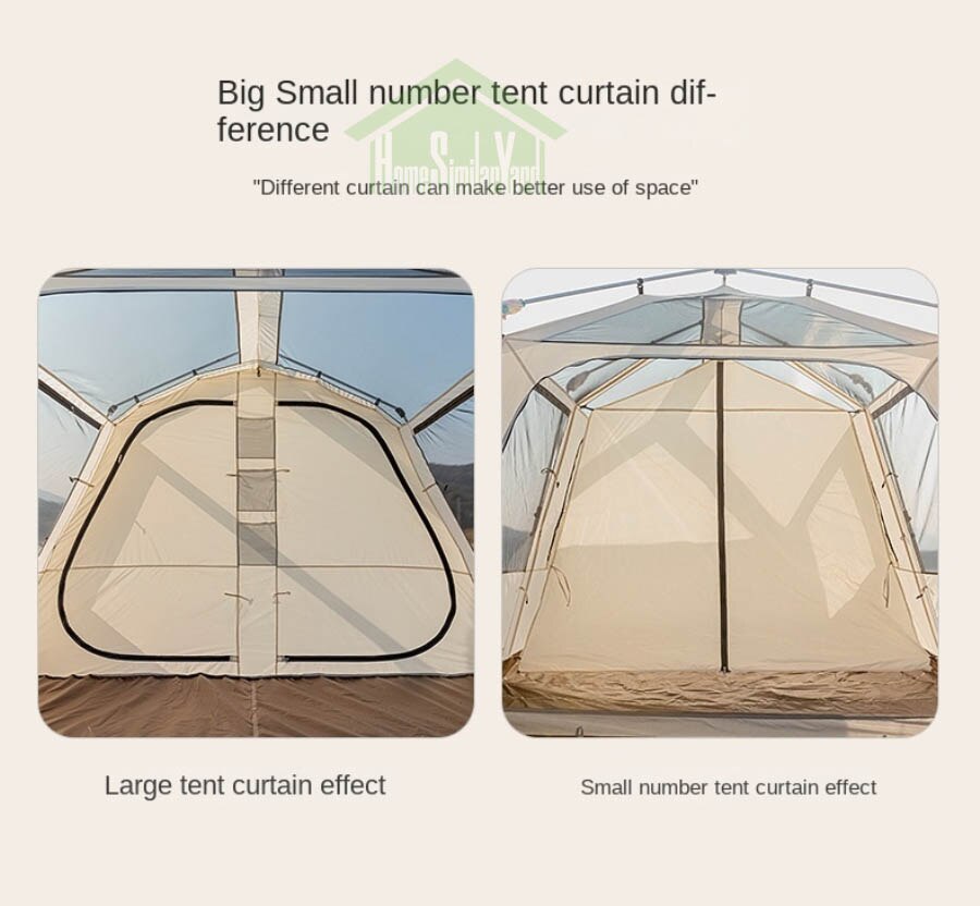 Cheap Goat Tents Outdoor Two Bedroom One Living Room Black Coated 5 8Person Tents Sun Shading Anti Ultraviolet Fishing Camping Automatic Tent   
